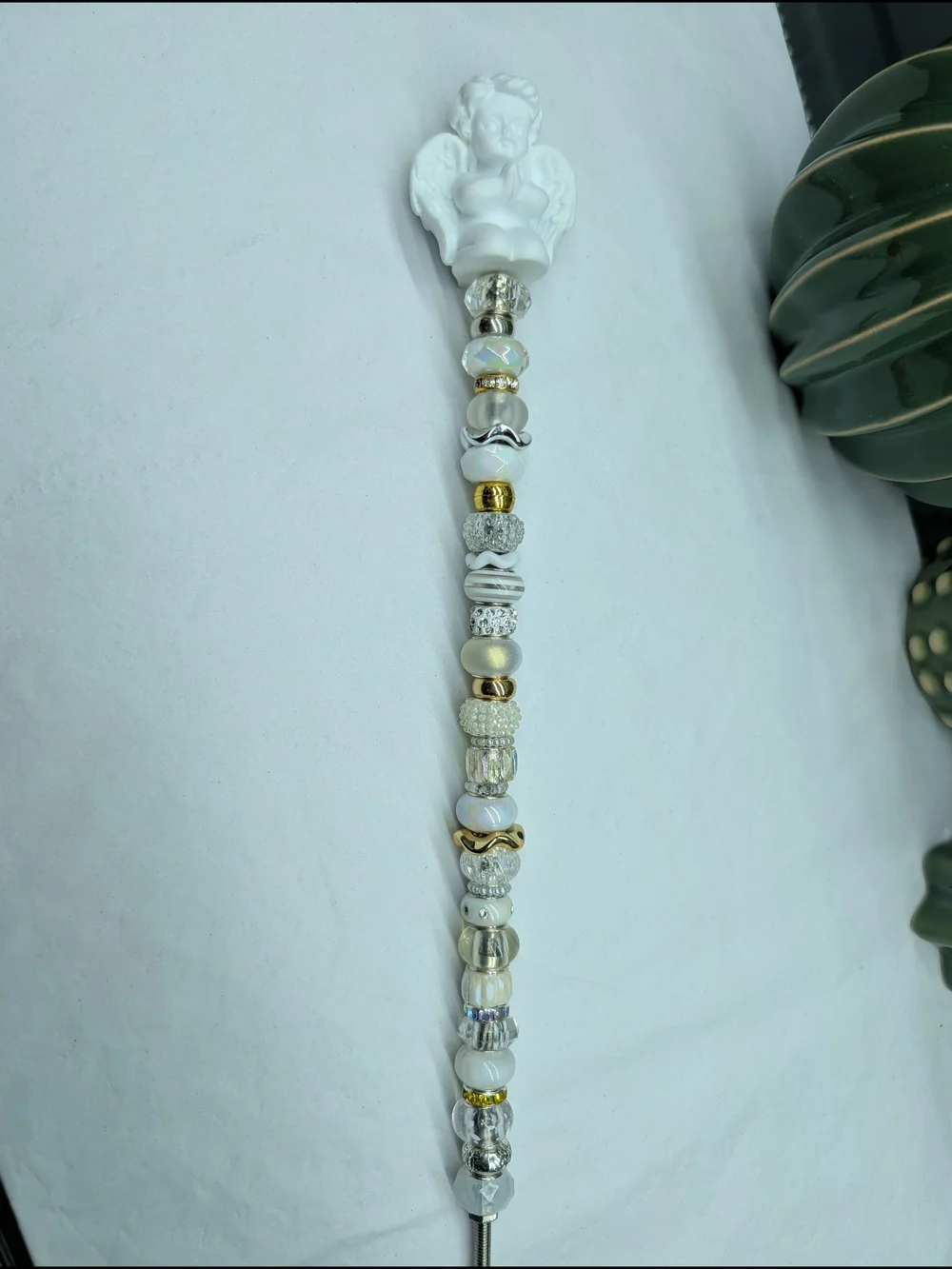 Handcrafted Fairy Wand/Plant/Garden Stake W/Angel-Cherub Topper